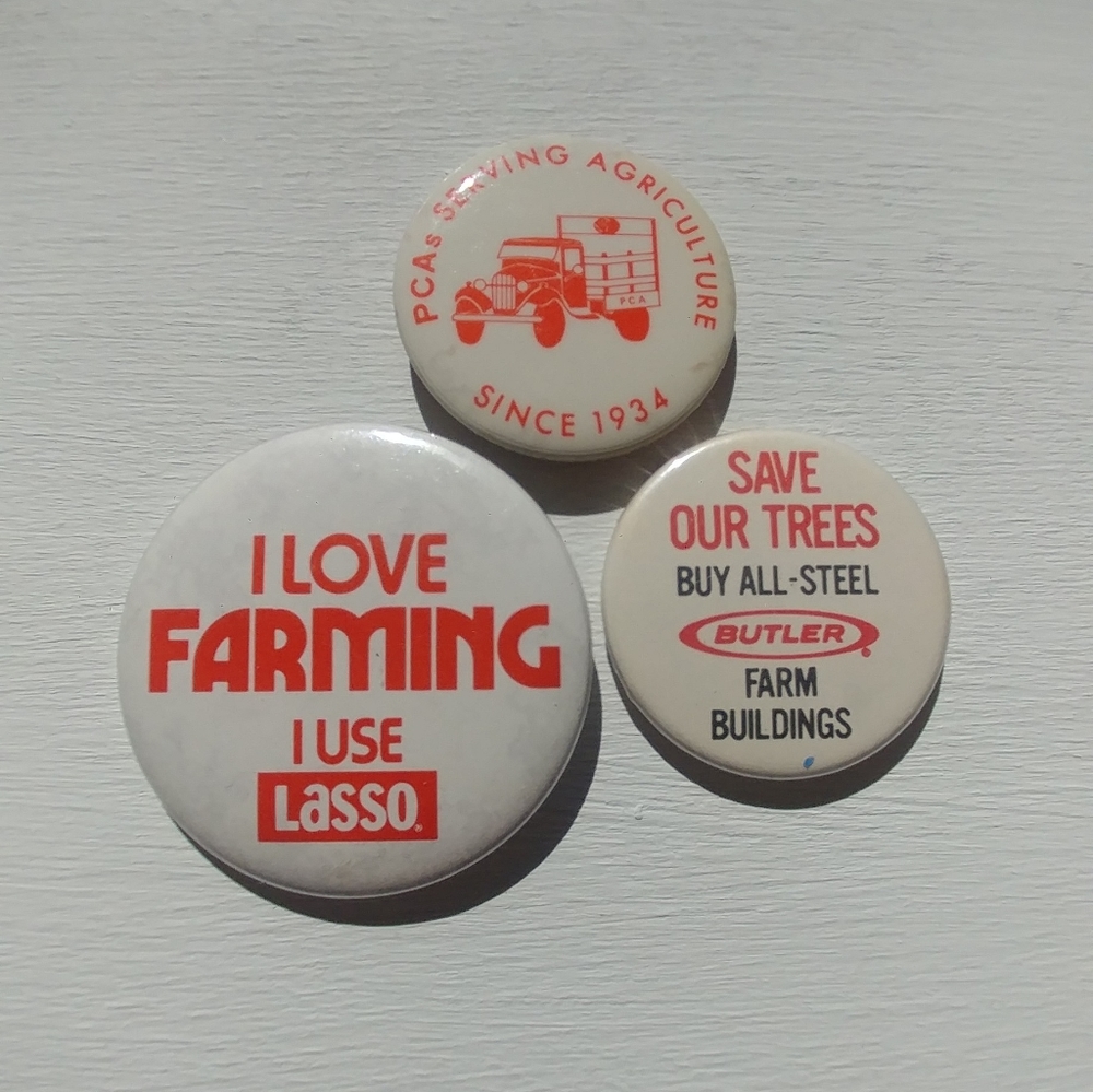 Vintage Farming and Agriculture Buttons Lot of 3